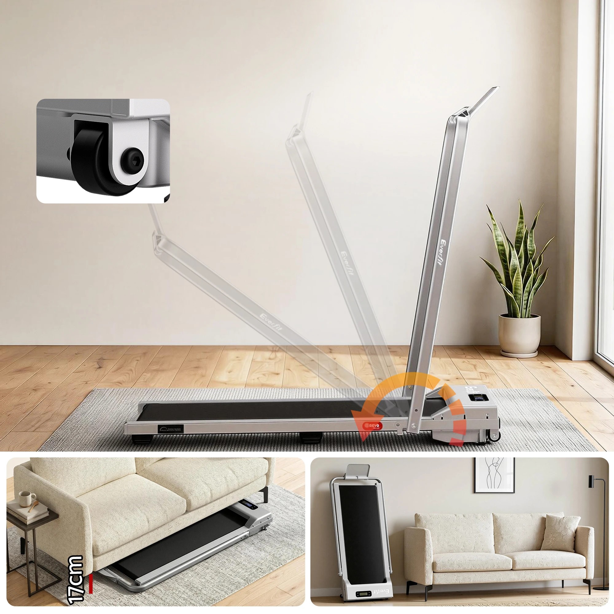 8 Everfit 3 in 1 Walking Pad Treadmill 12% Incline Under Desk Foldable Treadmills for Home 38cm - Silver, 8 of 9