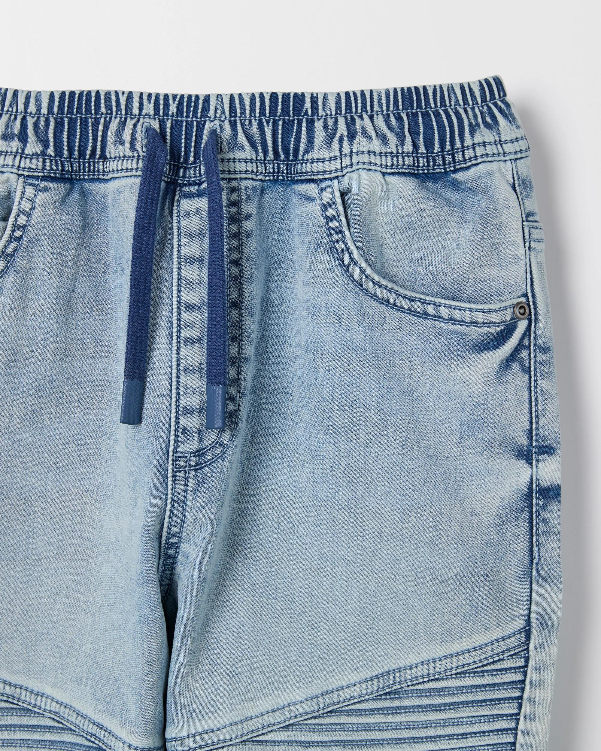 2 Target Kids Elastic Waistband Slim Fit Biker Denim Jeans LIGHT WASH, 2 of 2