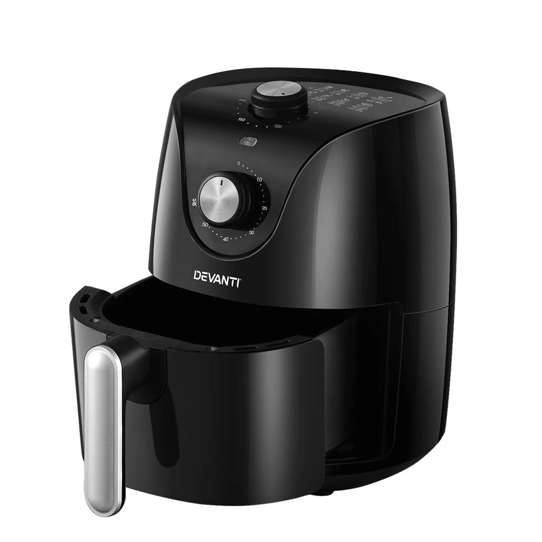 1 Devanti Air Fryer 2.5L Knob Fryers - Black, 1 of 7
