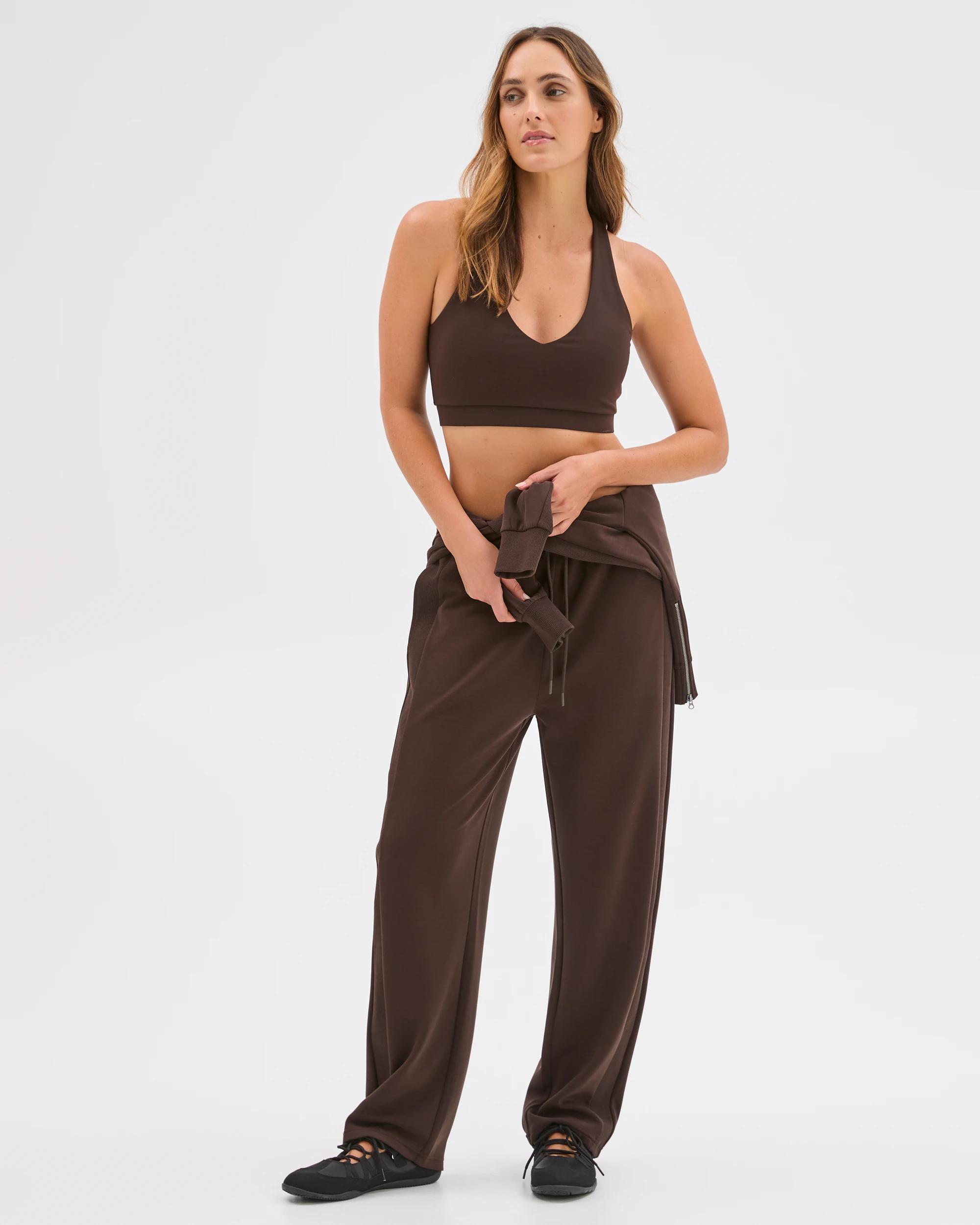 1 Target Active Active Studio Soft Cross Back Crop Top COCOA, 1 of 5