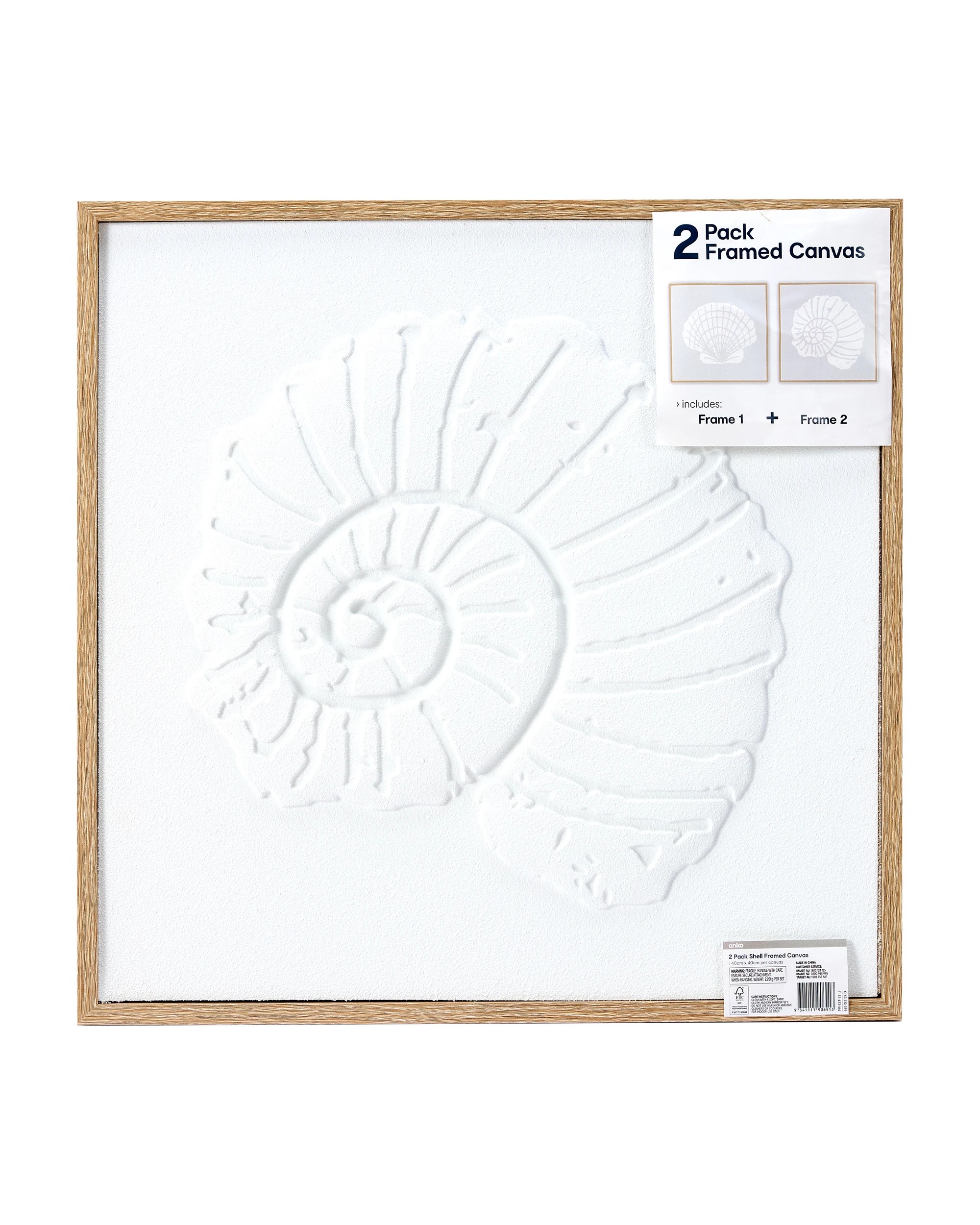 5 2 Pack Shell Framed Canvas - 40cm x 40cm, 5 of 5