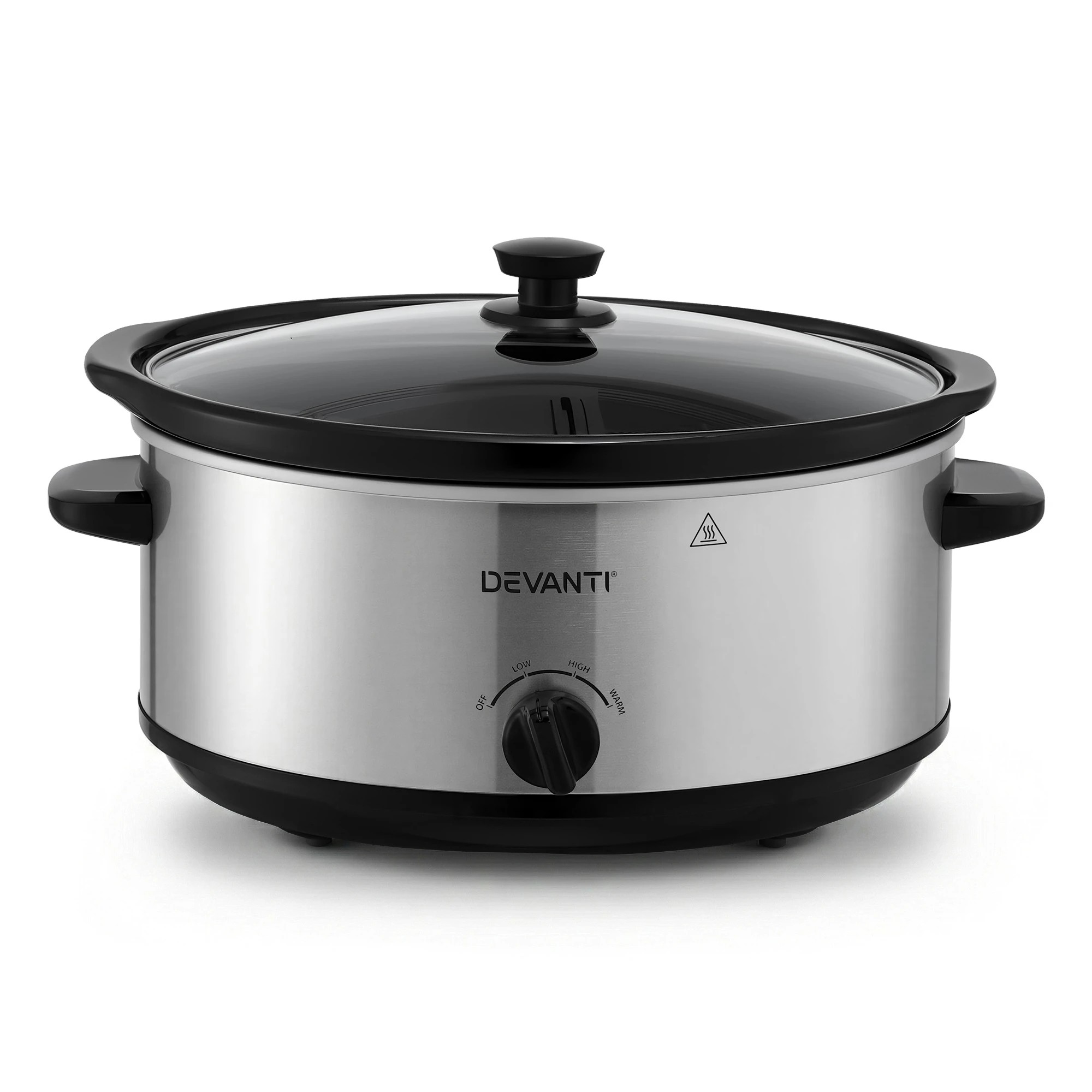 2 Devanti 6.5L Slow Cooker Electric Multi Cooker with 3 Heat Settings and Keep - Silver - Silver, 2 of 2