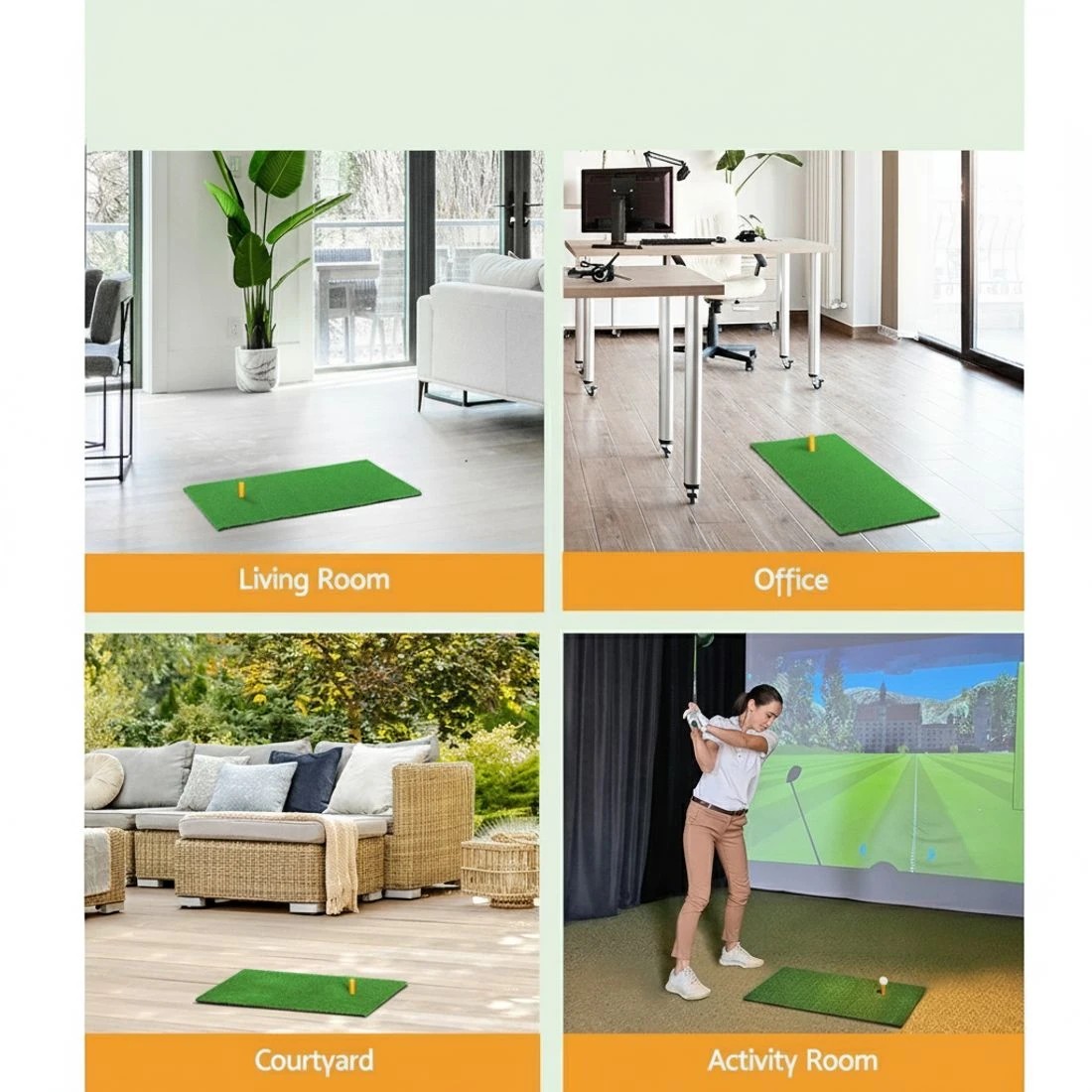 6 Everfit Golf Hitting Mat Portable Driving Range Practice Training Aid - Green, 6 of 6