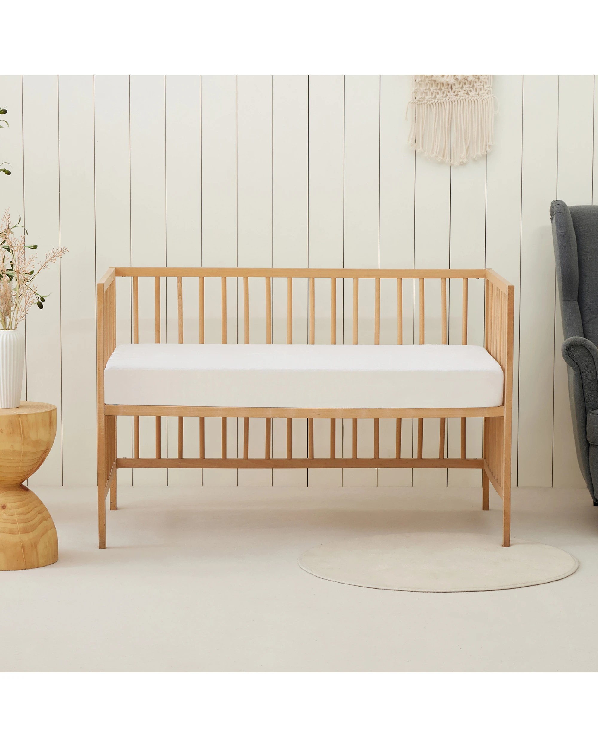 1 Dreamaker Baby Bamboo Terry Waterproof Mattress Protector - COT Boori Size - White, 1 of 8
