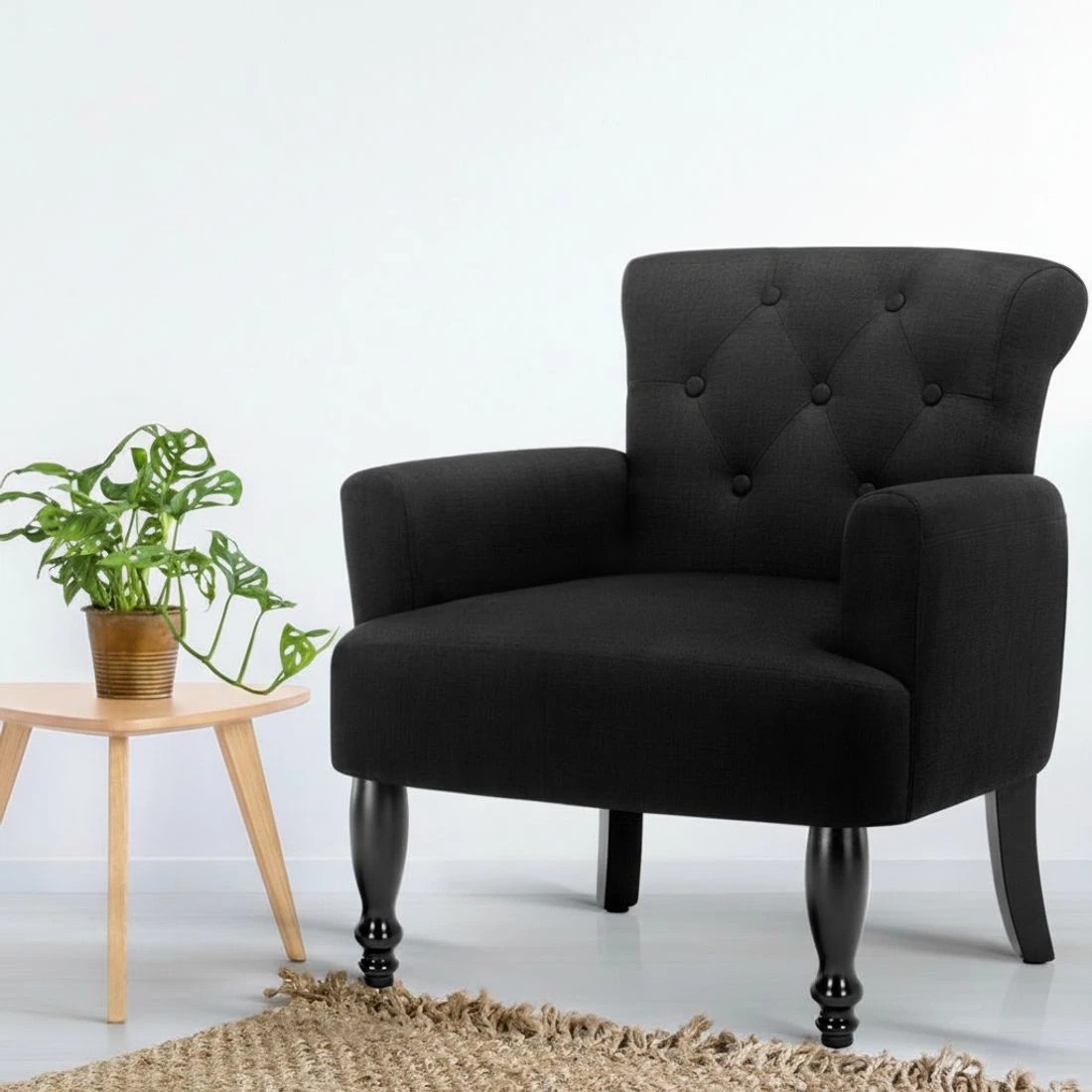 6 Artiss Armchair Wingback Charcoal Lothair - Black, 6 of 7