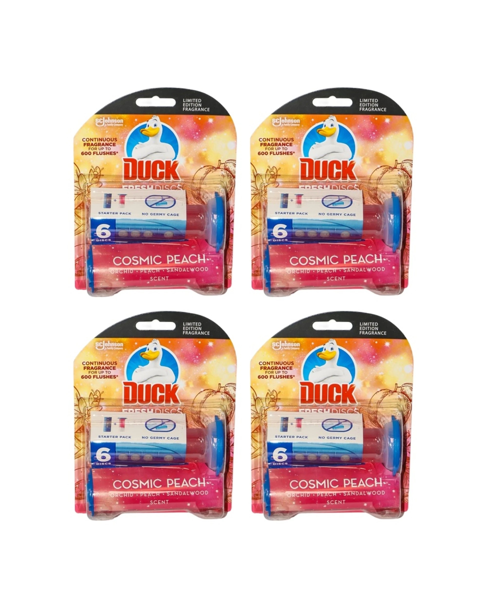 1 Duck 4pk 6pc Fresh Discs Toilet Cleaner Cosmic Peach Starter Kit - Multi, 1 of 2