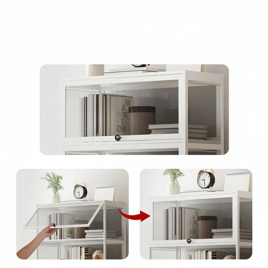 4 Artiss 5-Tier Display Cabinet Storage Bookshelf Clear Shelf - White, 4 of 5