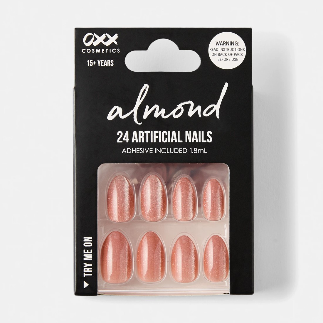 1 OXX Cosmetics 24 Pack Artificial Nails with Adhesive - Almond Shape, Brown, 1 of 5