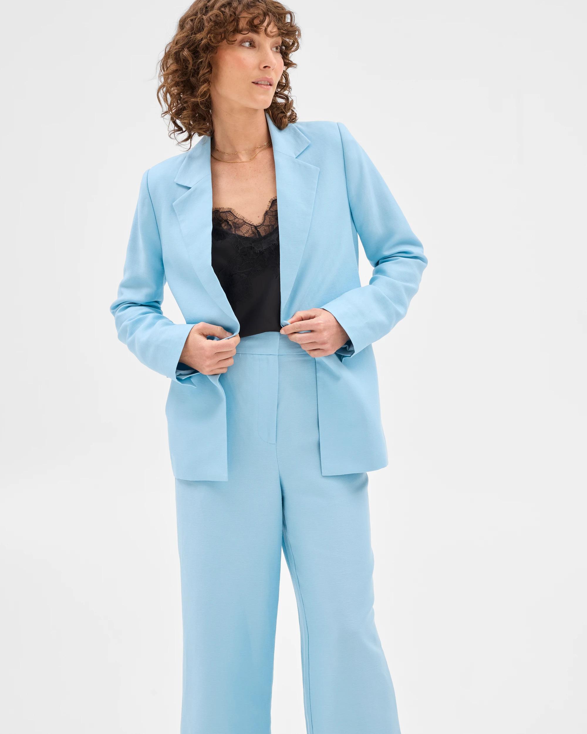 1 Linen Blend Single Breasted Blazer - Preview AZURE SKY, 1 of 7
