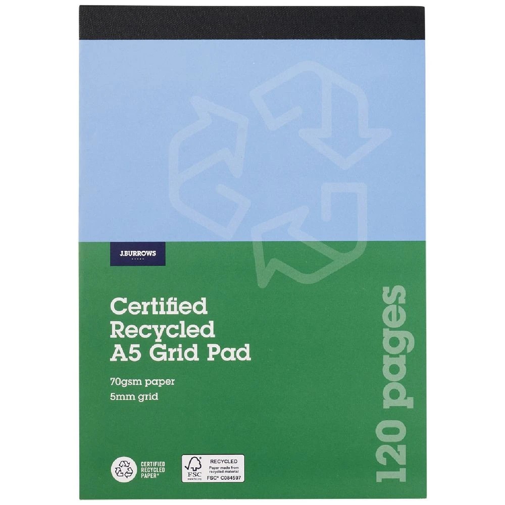 1 J.Burrows A5 Grid Notepad 5mm 120 Page, 1 of 2