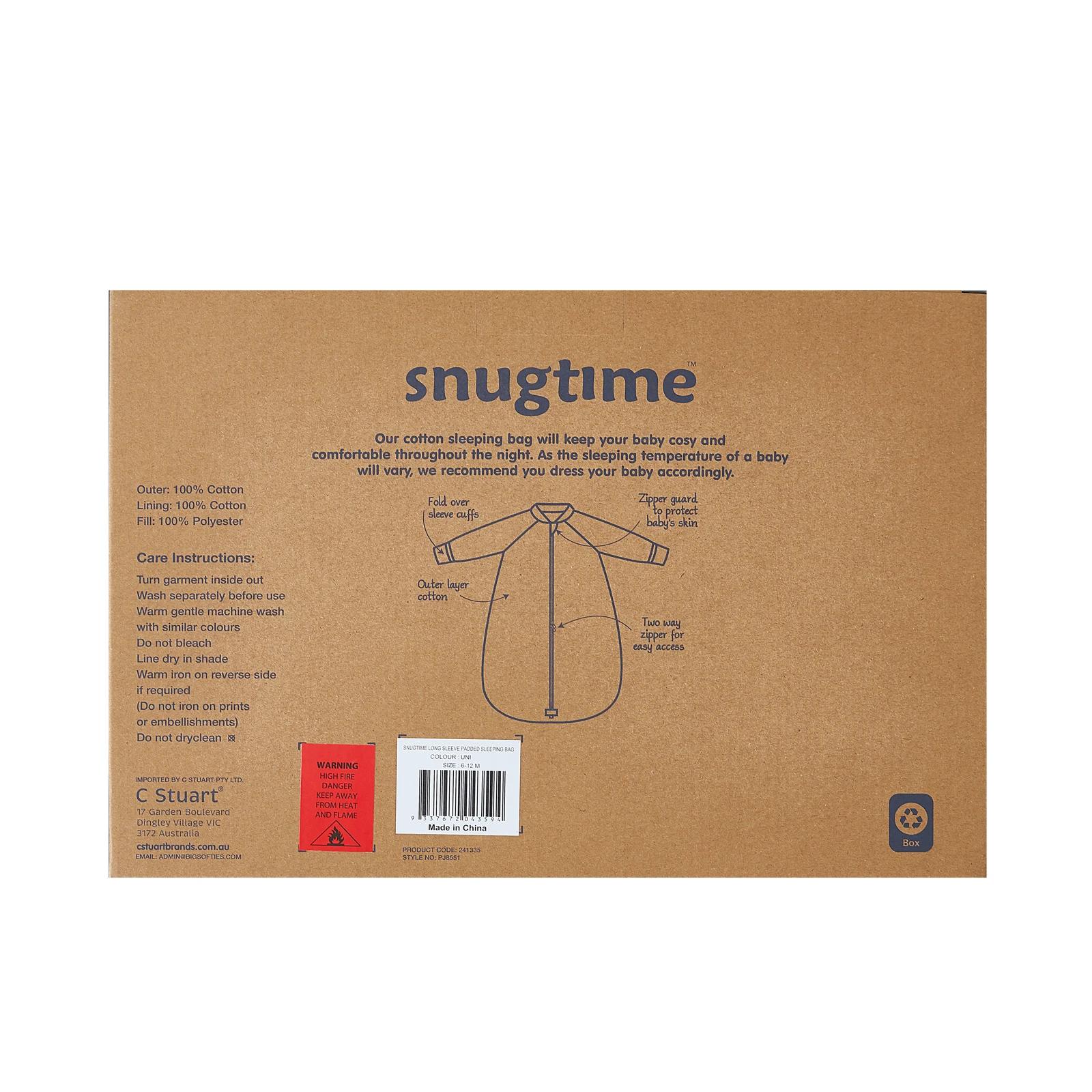 3 Snugtime Long Sleeve Padded Sleeping Bag - Beige HEDGEHOG, 3 of 7