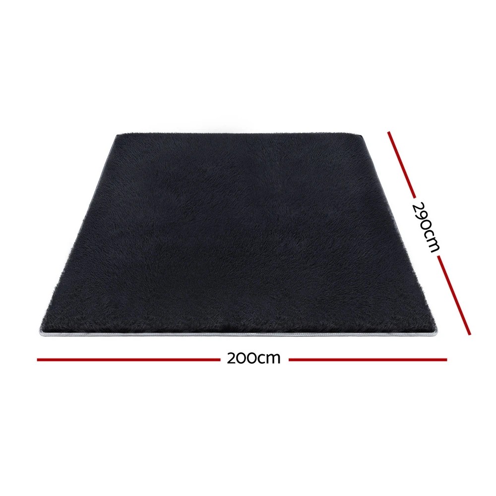 2 Artiss Floor Rug 200x290cm Plush Area Shaggy Rug Living Room Bedroom Carpet - Black, 2 of 9