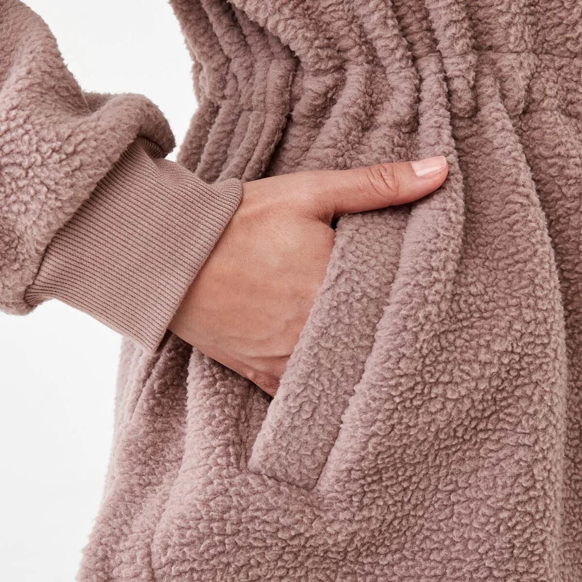 7 Active Womens Long Sleeve Teddy Outdoor Jacket TAWNY TAUPE, 7 of 7