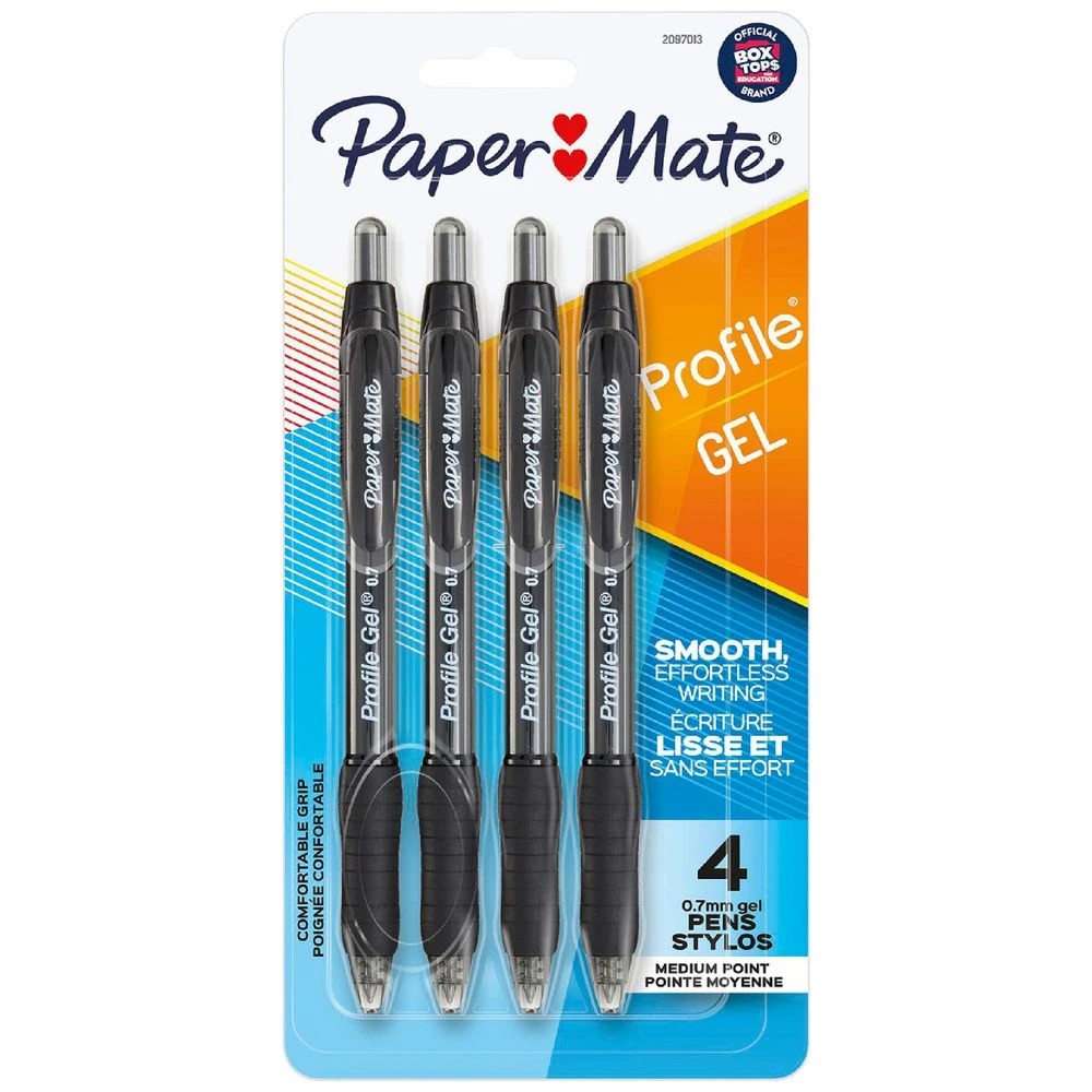 1 Paper Mate Profile Gel Pens 0.7mm Black 4 Pack, 1 of 4
