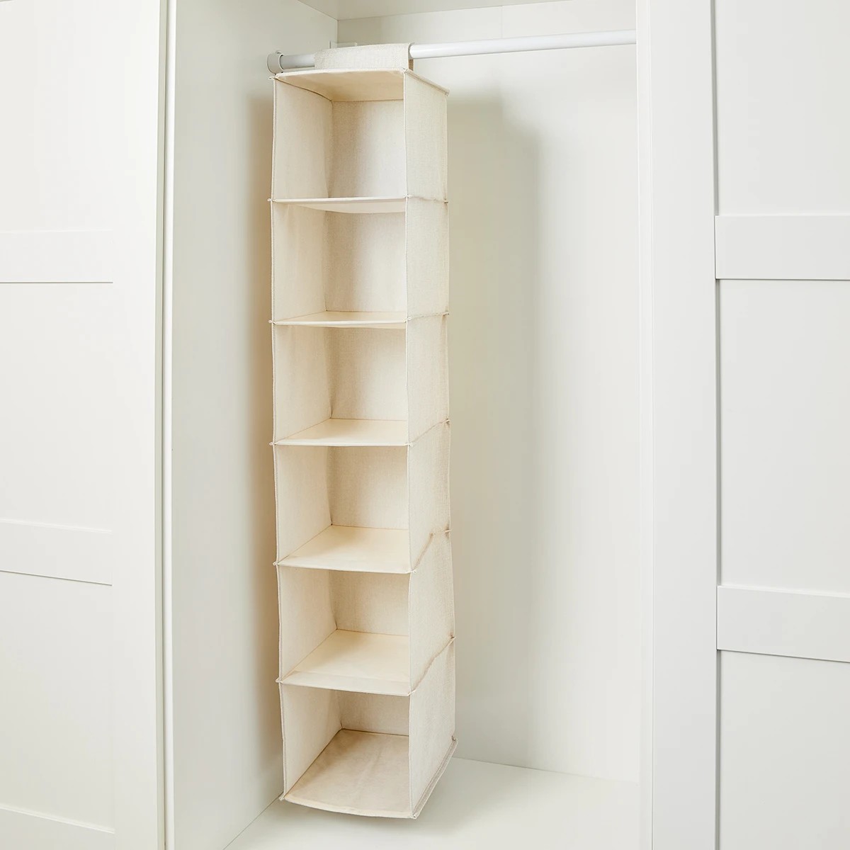 3 6 Shelf Linen Look Hanging Organiser, 3 of 10