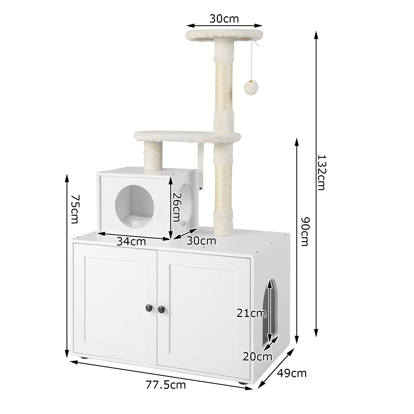 2 Costway 3-in-1 Cat Tree Tower Pet Litter Box Kitty Condo, 2 of 6
