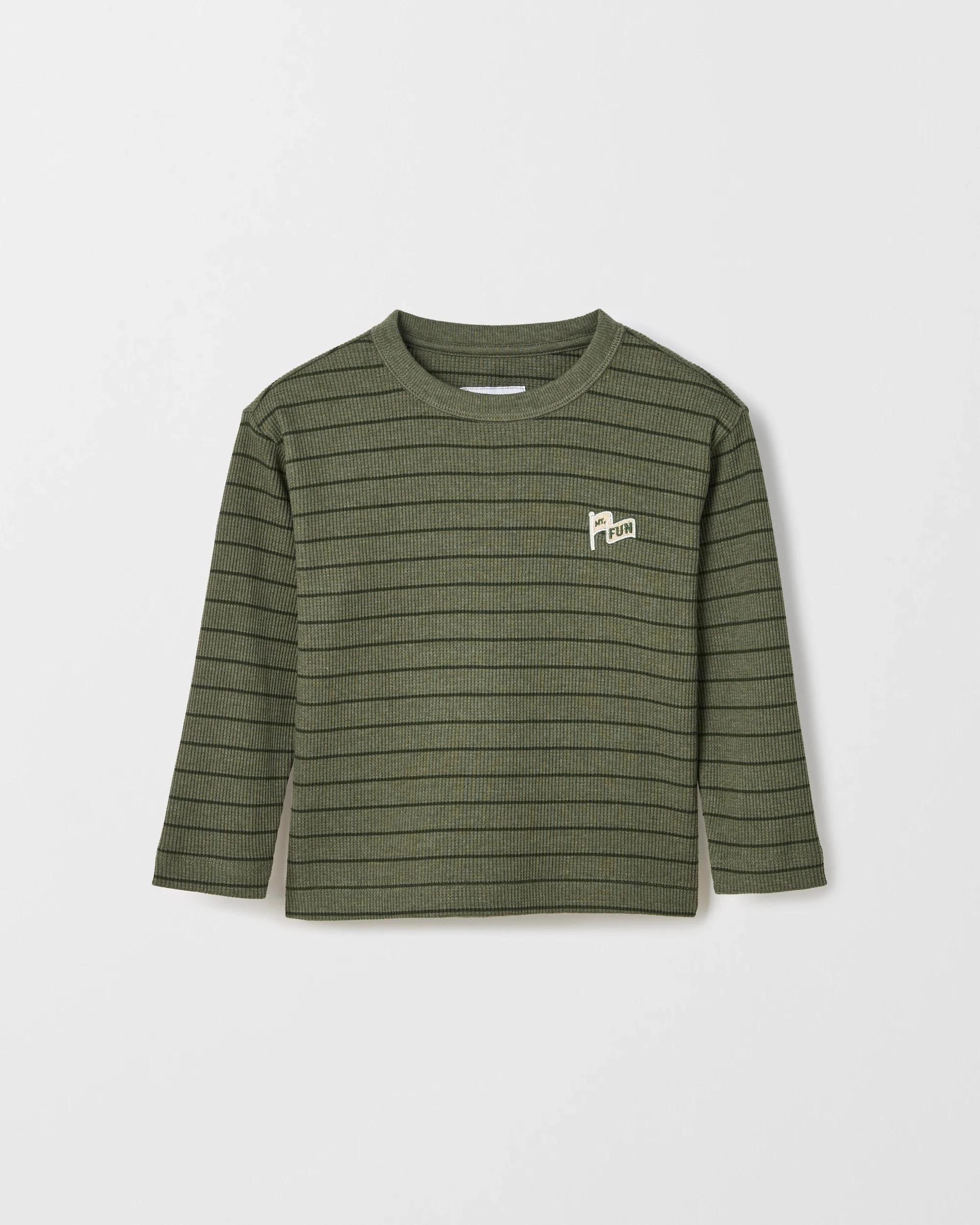 1 Target Kids Australian Cotton Long Sleeve Stripe T-Shirt KHAKI, 1 of 2