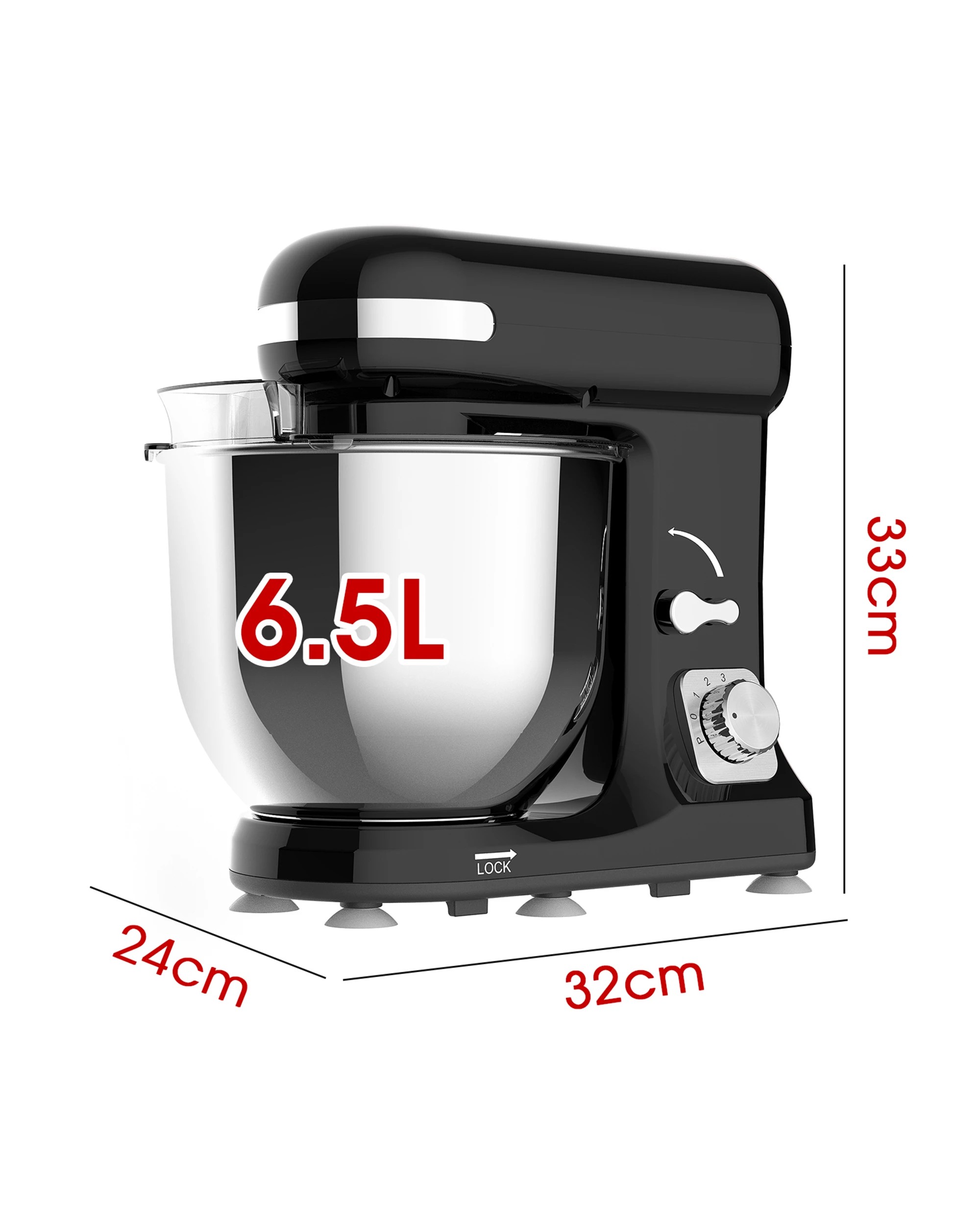 3 Advwin 1400w 6.5l Electric Stand Mixer Black, 3 of 7