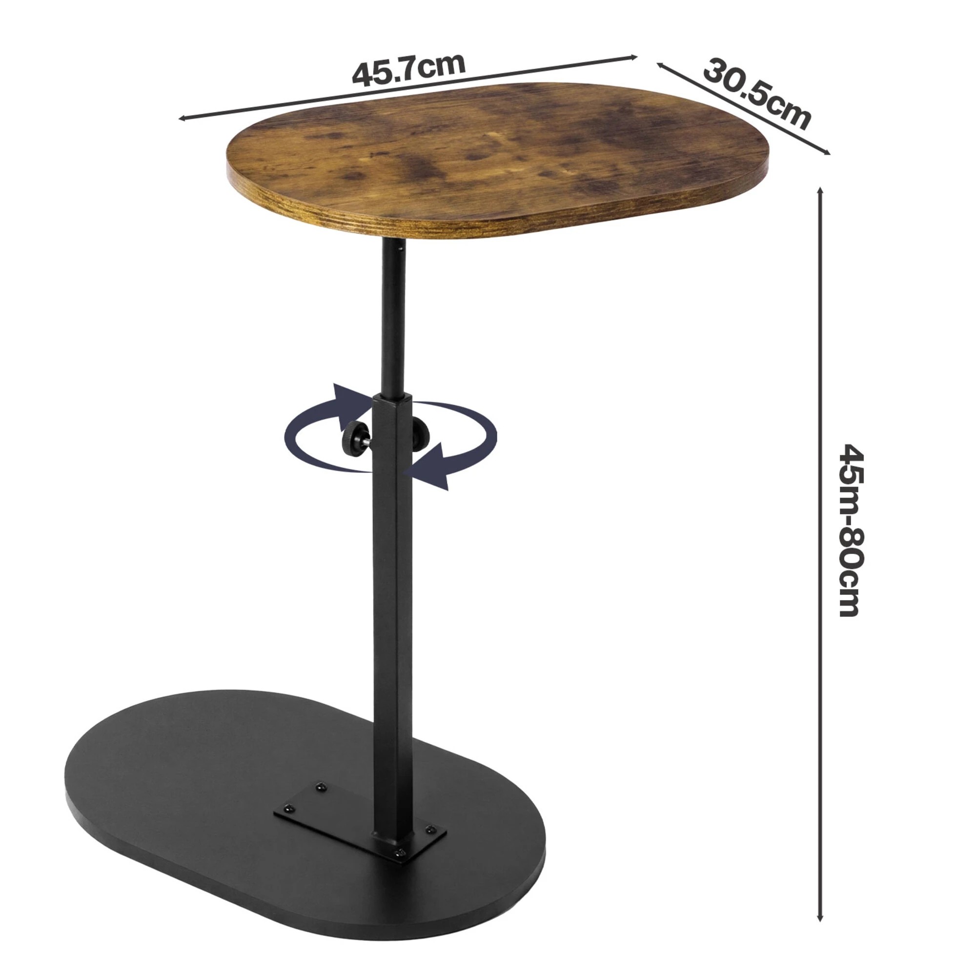 3 Levede C Shaped Side Table Adjustable Height 360° Rotating Laptop Sofa End Table, 3 of 8