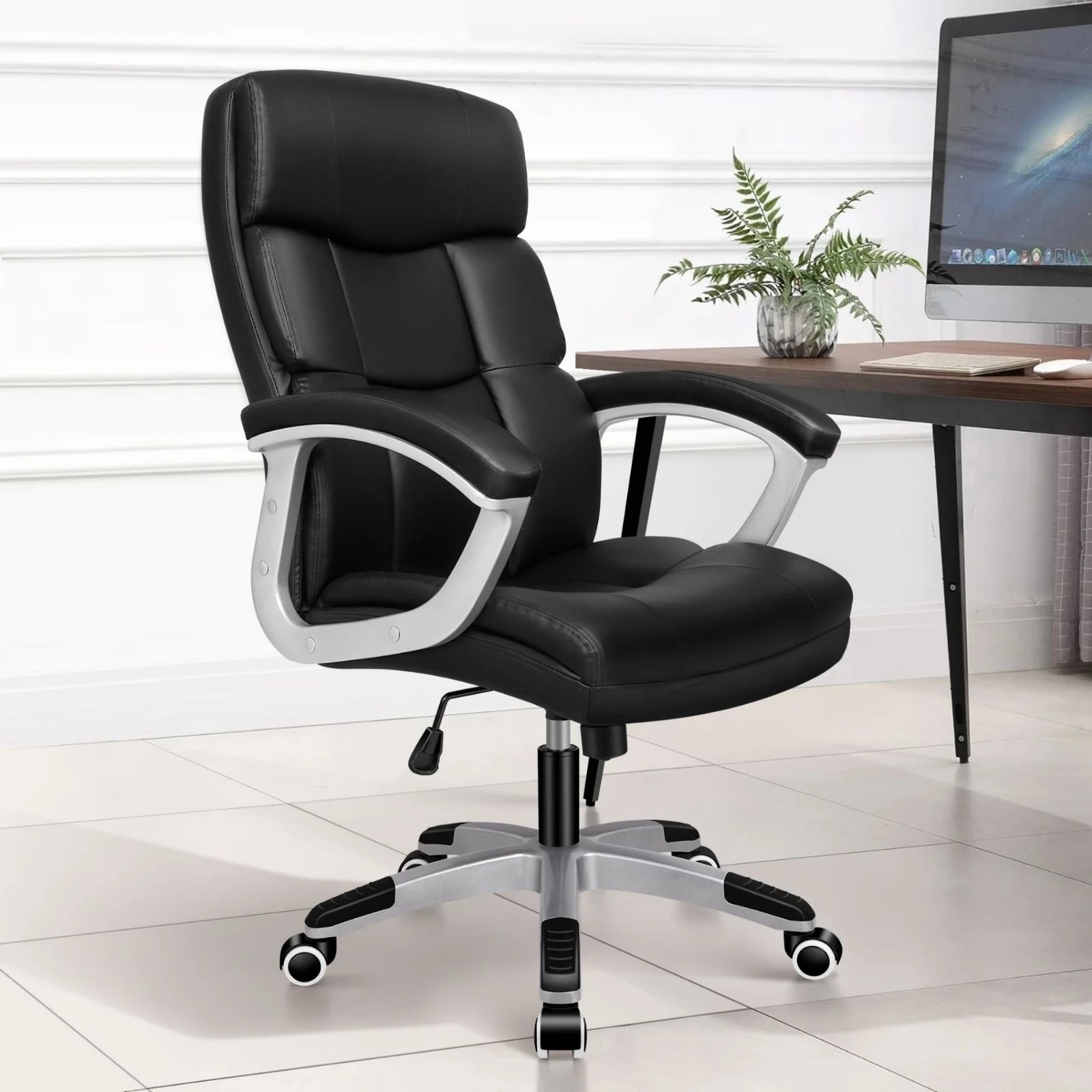 9 Alfordson Office Chair Executive Computer Gaming Racer PU Leather Work Seat - Black, 9 of 10