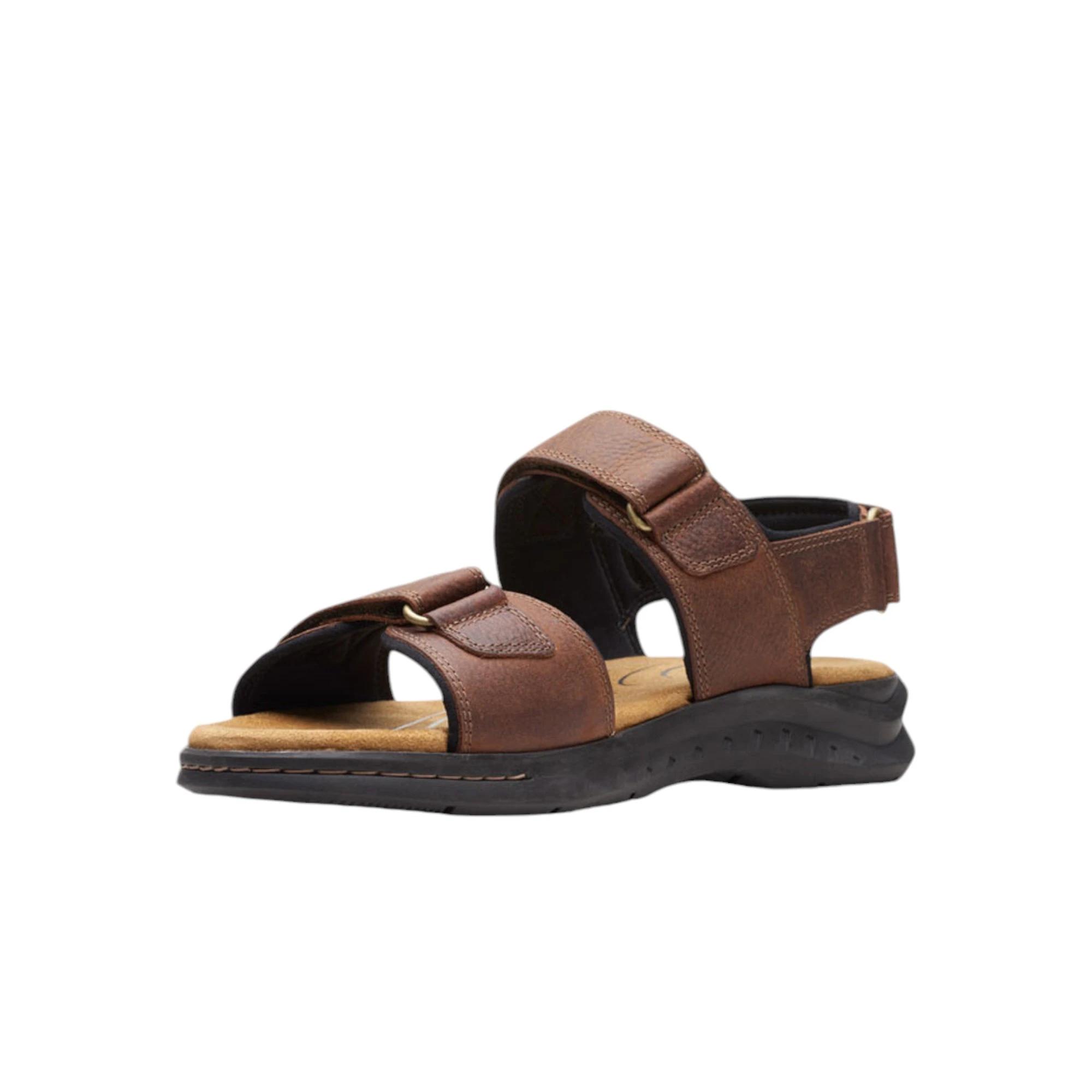 4 Clarks Mens Hapsford Creek Shoes Tumbled Leather Sandals DARK BROWN, 4 of 7
