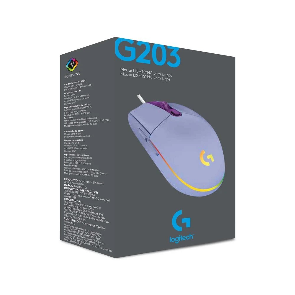 5 Logitech G203 LIGHTSYNC Gaming Mouse Lilac, 5 of 6