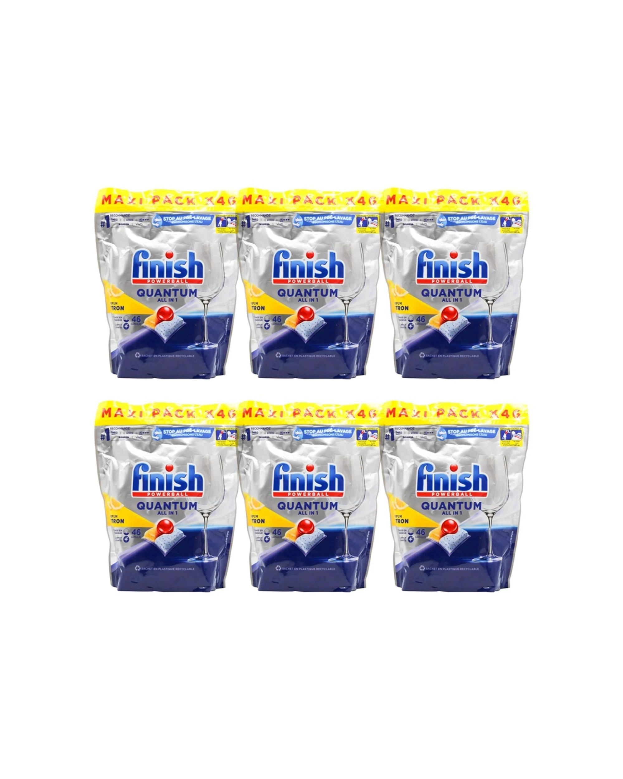 1 Finish 6 Pack 46pc Quantum All-In-1 Dishwashing Tablets Lemon No Pre-Rinse, 1 of 3