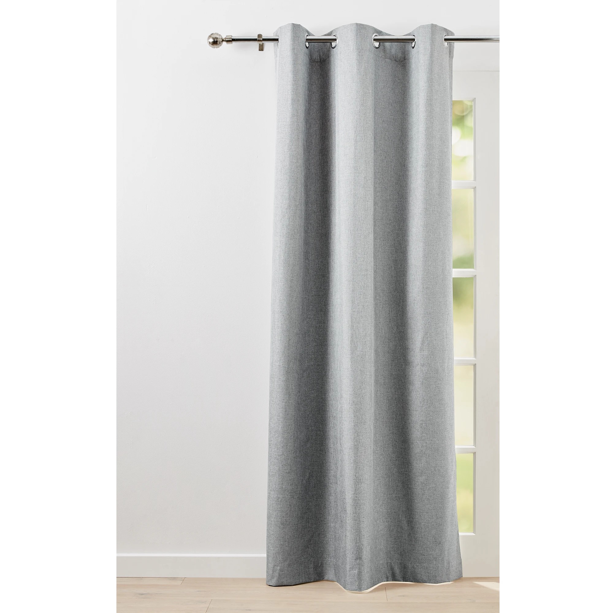 1 Monaco Eyelet Block Out Curtain - Grey - ​​​​​​​120cm x 213cm, 1 of 5