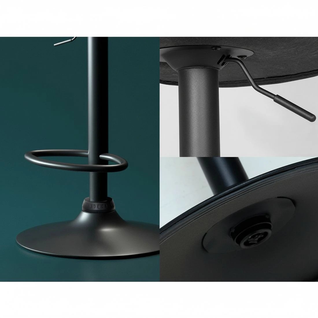 5 Artiss 2x Bar Stools Vintage Leather Gas Lift - Black, 5 of 8