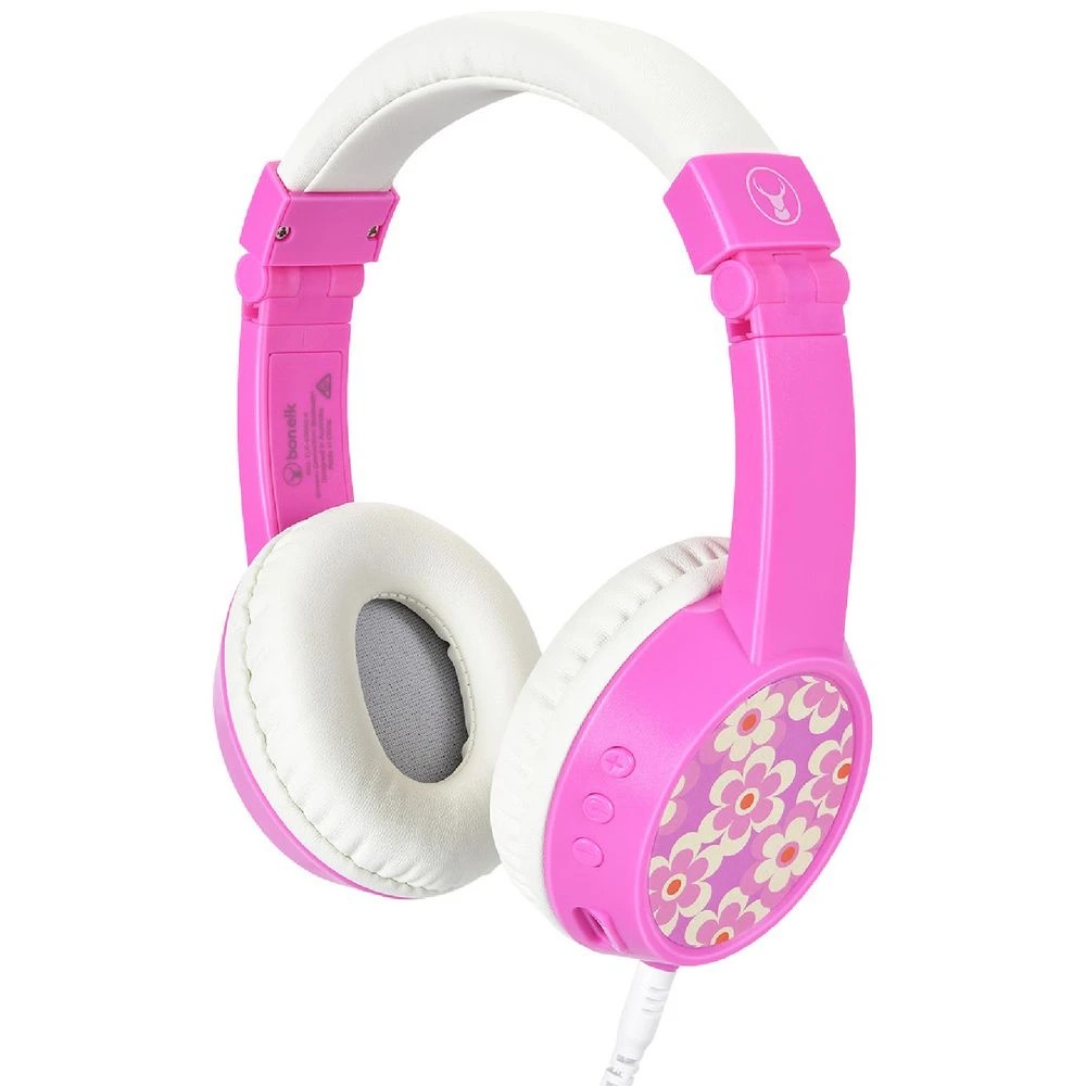 1 BONELK My-Style Kids Wireless Headphones Pink/White, 1 of 6