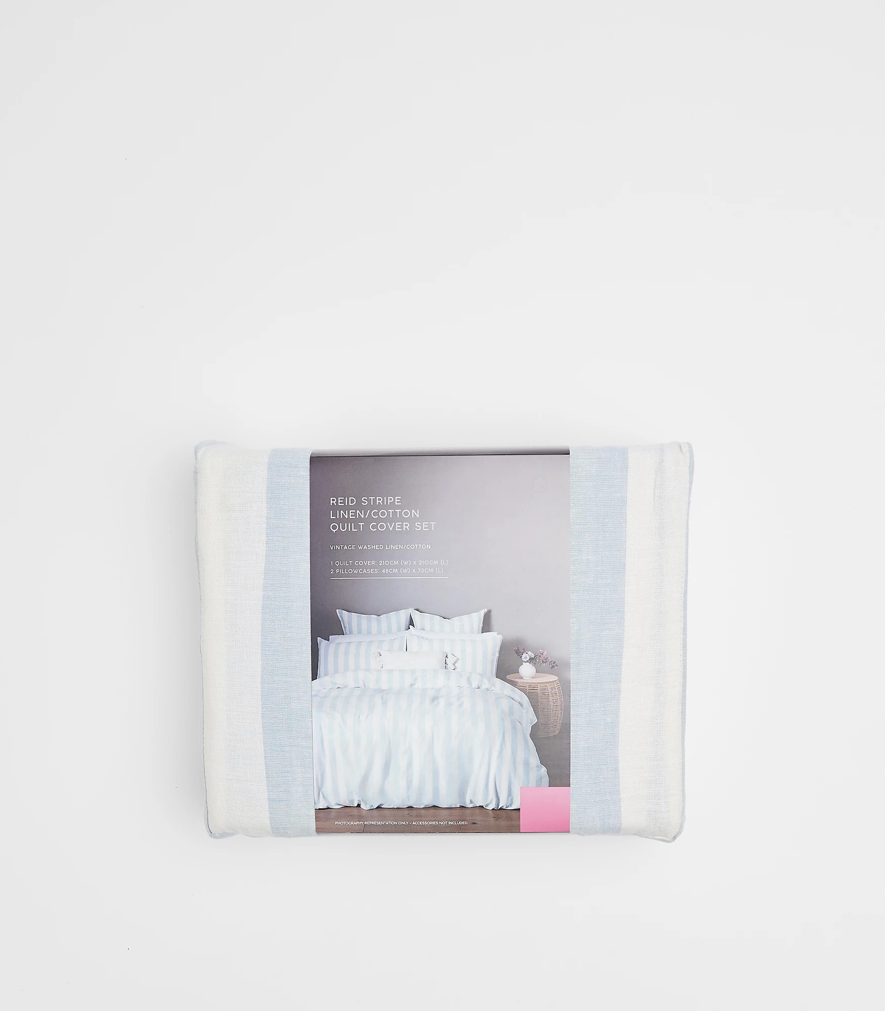 3 Target Reid Stripe Linen/cotton Quilt Cover Set
 - Super King Bed
 - Blue, 3 of 3