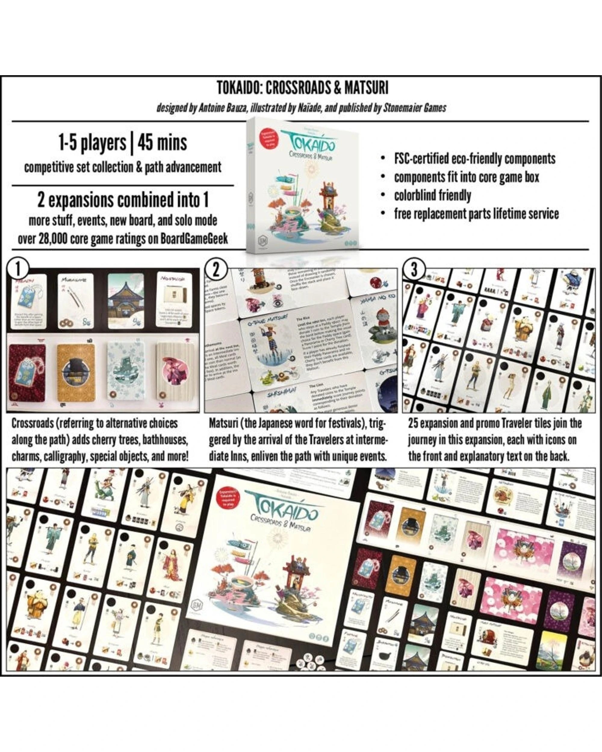 2 Tokaido: Crossroads and Matsuri Expansion Board Game, 2 of 3