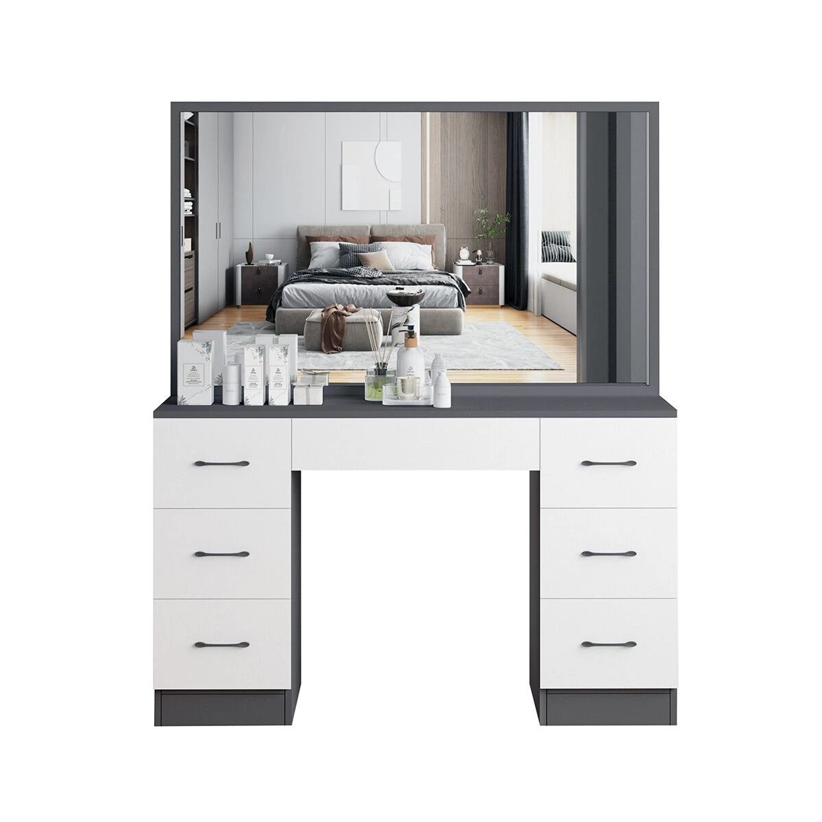 1 LUXSUITE Dressing Makeup Table Vanity Dresser with Mirror, 1 of 9