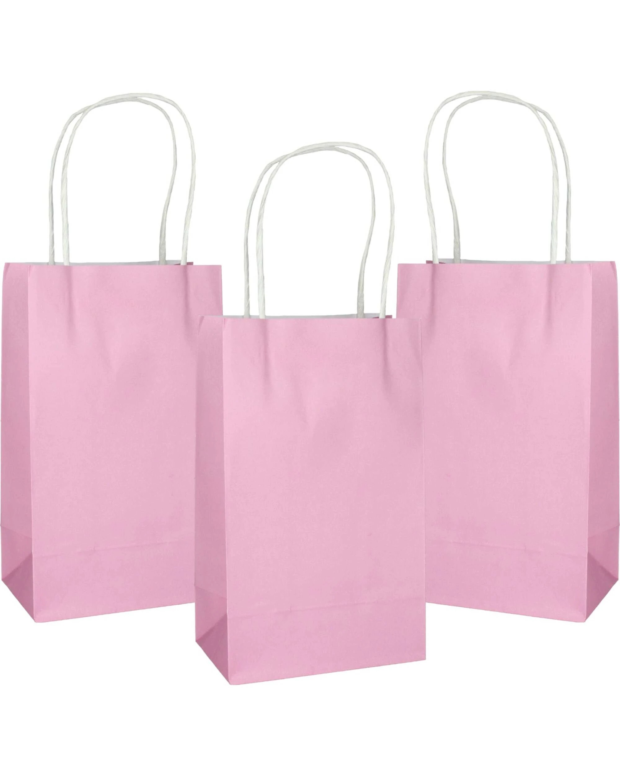 1 Alpen Pastel Paper Gift Bags 21.5cm Pack of 5 - Pink, 1 of 3