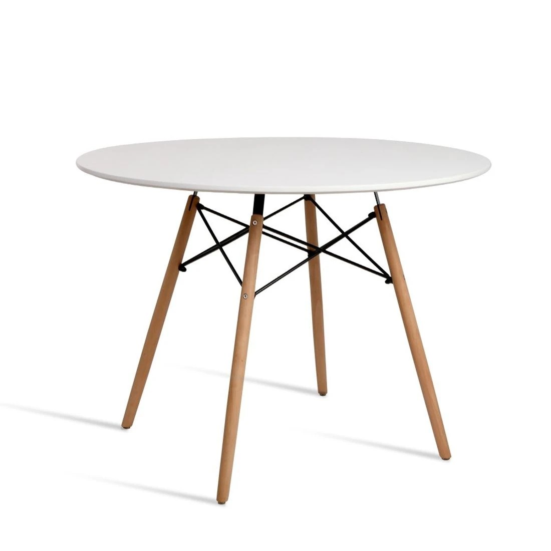 1 Artiss Dining Table Round White 4 Seater 100CM - White, 1 of 5