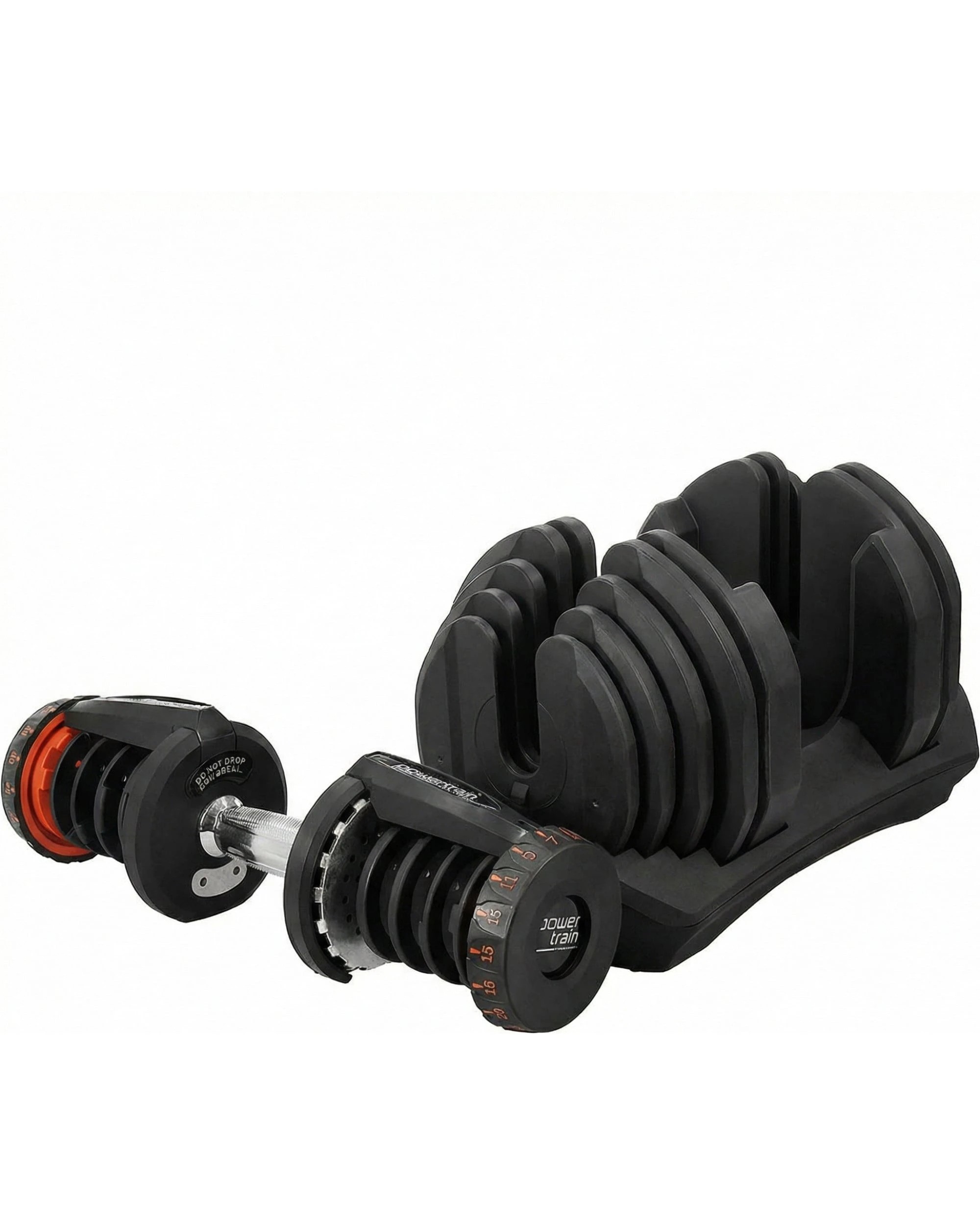 3 Powertrain 80kg Adjustable Dumbbells Home Gym Weight with Bench - Black, 3 of 8