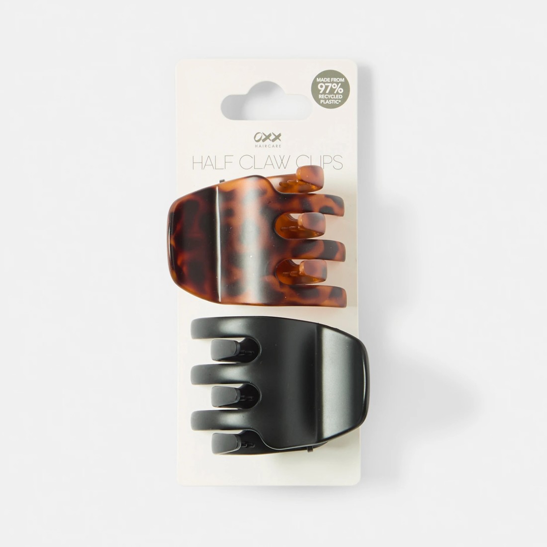 3 OXX Haircare 2 Pack Black and Brown Half Claw Hair Clips, 3 of 3