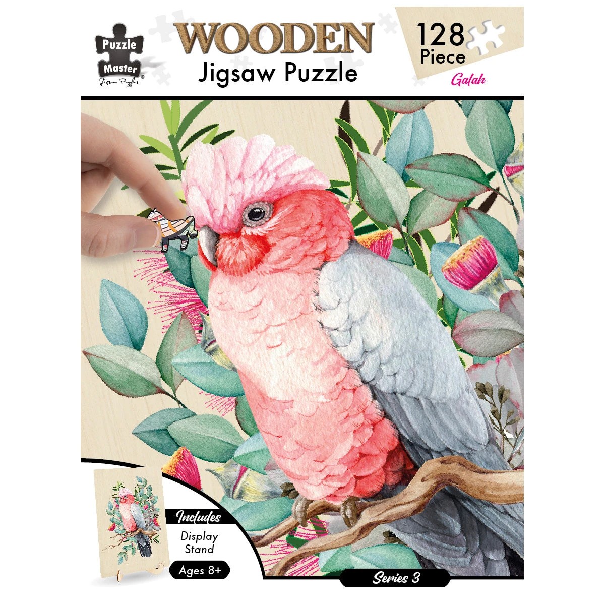 4 Puzzle Master 128 Piece Wooden Jigsaw Puzzle, Galah, 4 of 5
