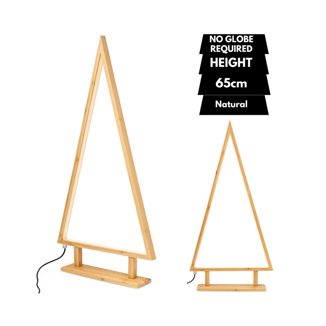 7 BR Home 65cm Large Bamboo Christmas Tree LED Table Lamp Light Bedside Xmas - Natural, 7 of 8