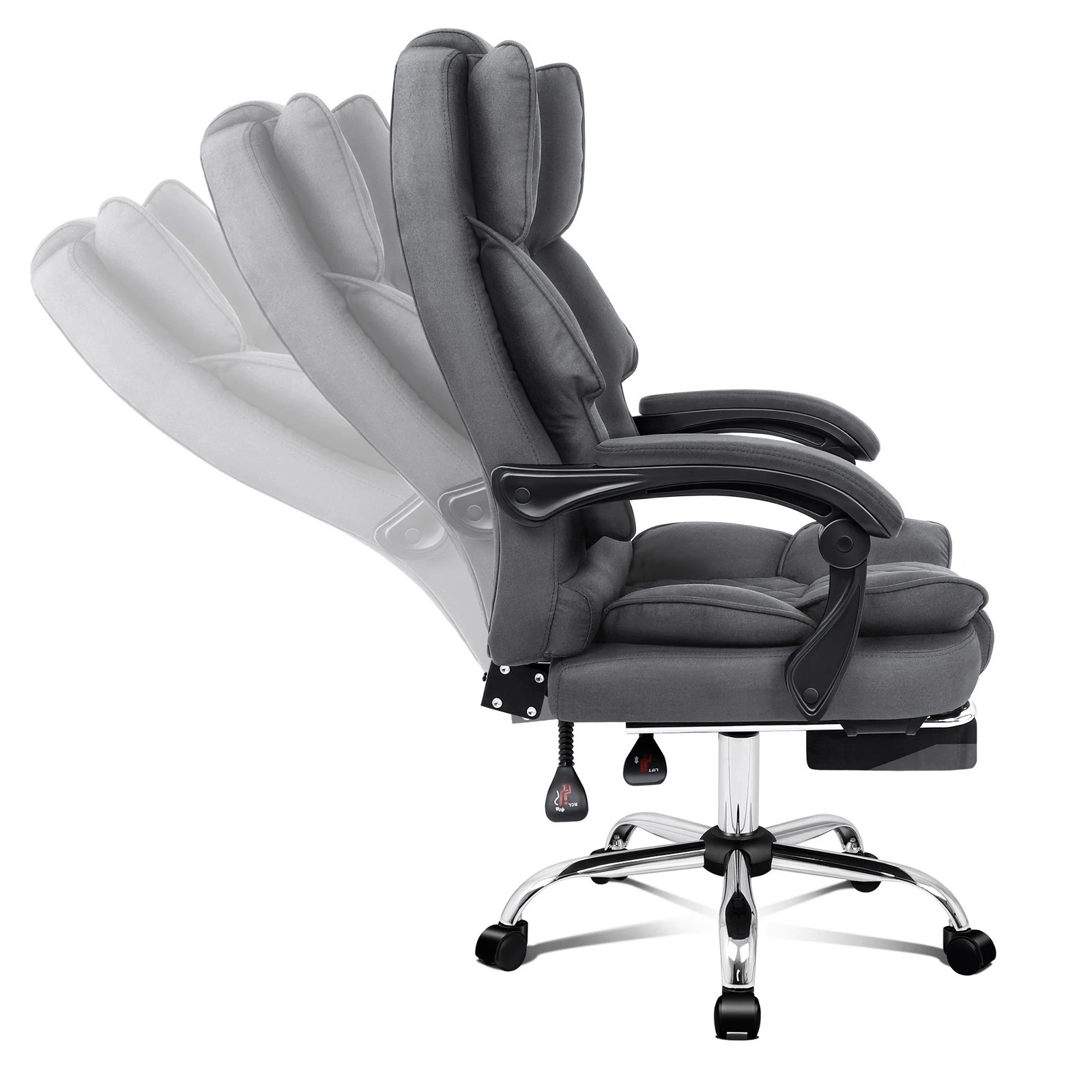 5 Alfordson Office Chair Gaming Executive Seat Computer Racer Fabric Recliner - Grey, 5 of 10