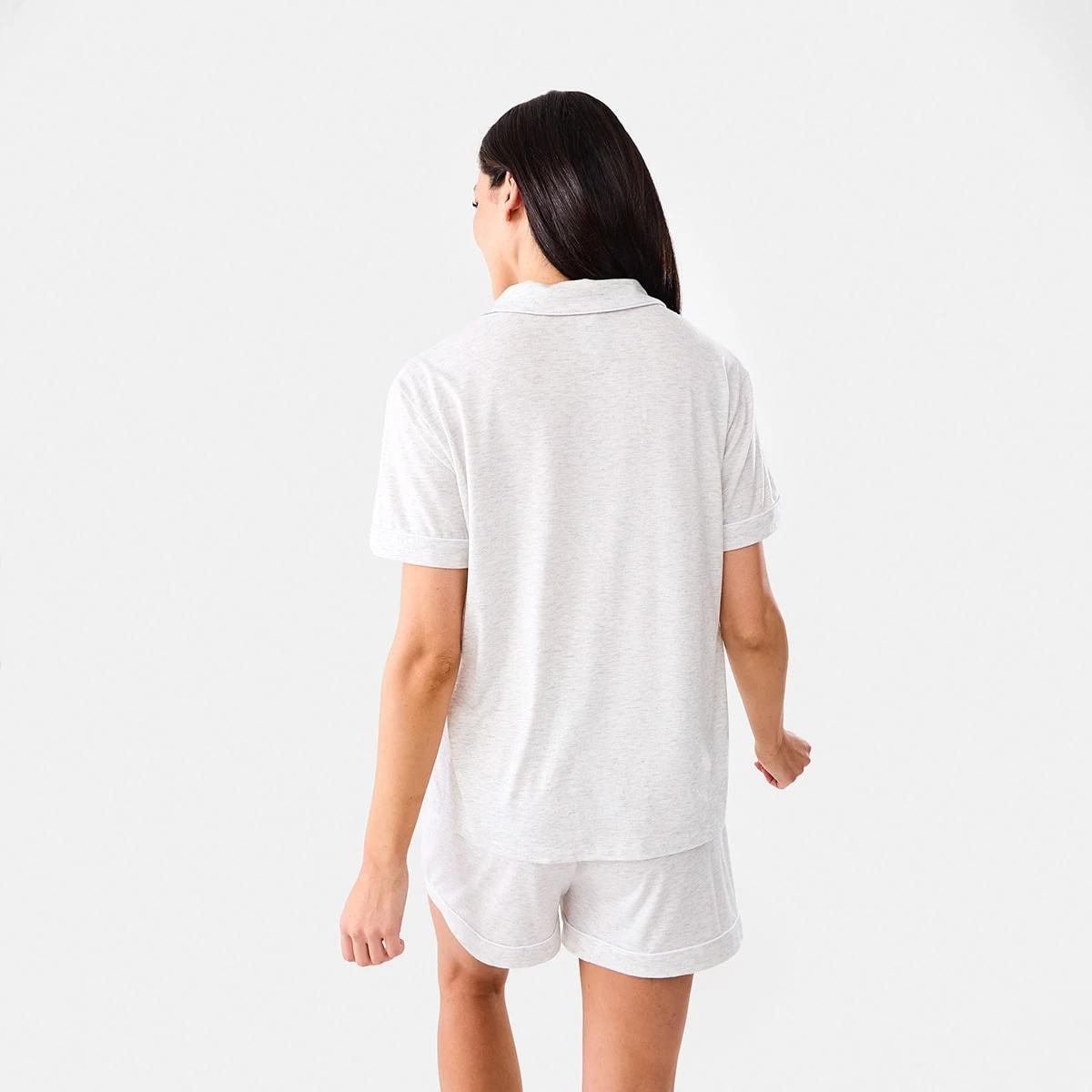 3 Short Sleeve Top and Shorts Comfort Pyjama Set SILVER MARLE, 3 of 8