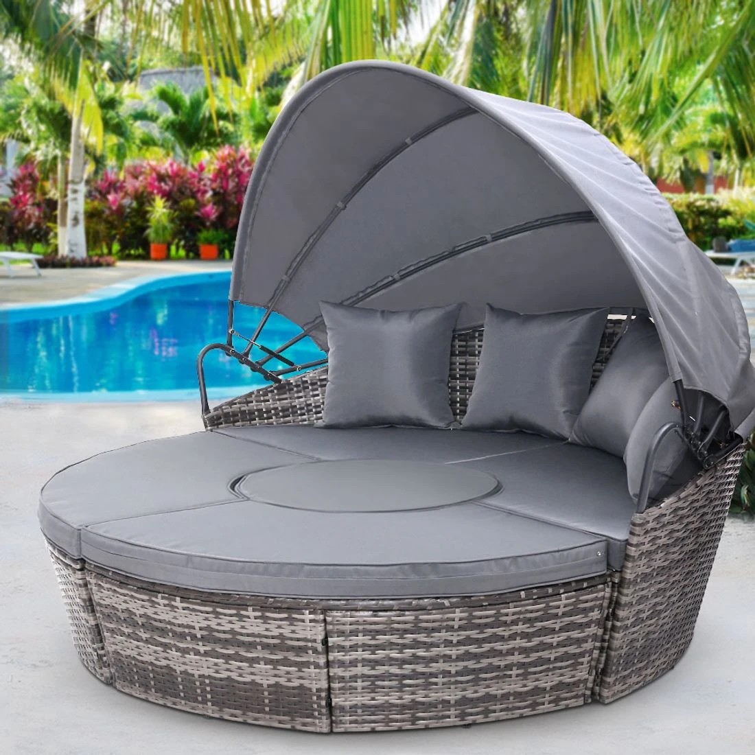 3 Gardeon Sun Lounge Setting Wicker Lounger Day Bed Patio Outdoor Furniture
 - grey, 3 of 5
