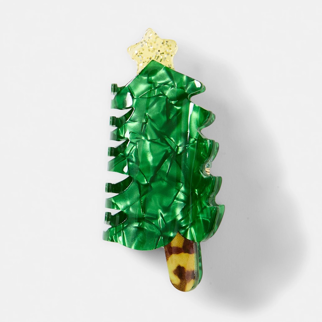 1 Green and Gold Tone Christmas Tree Claw Hair Clip, 1 of 4