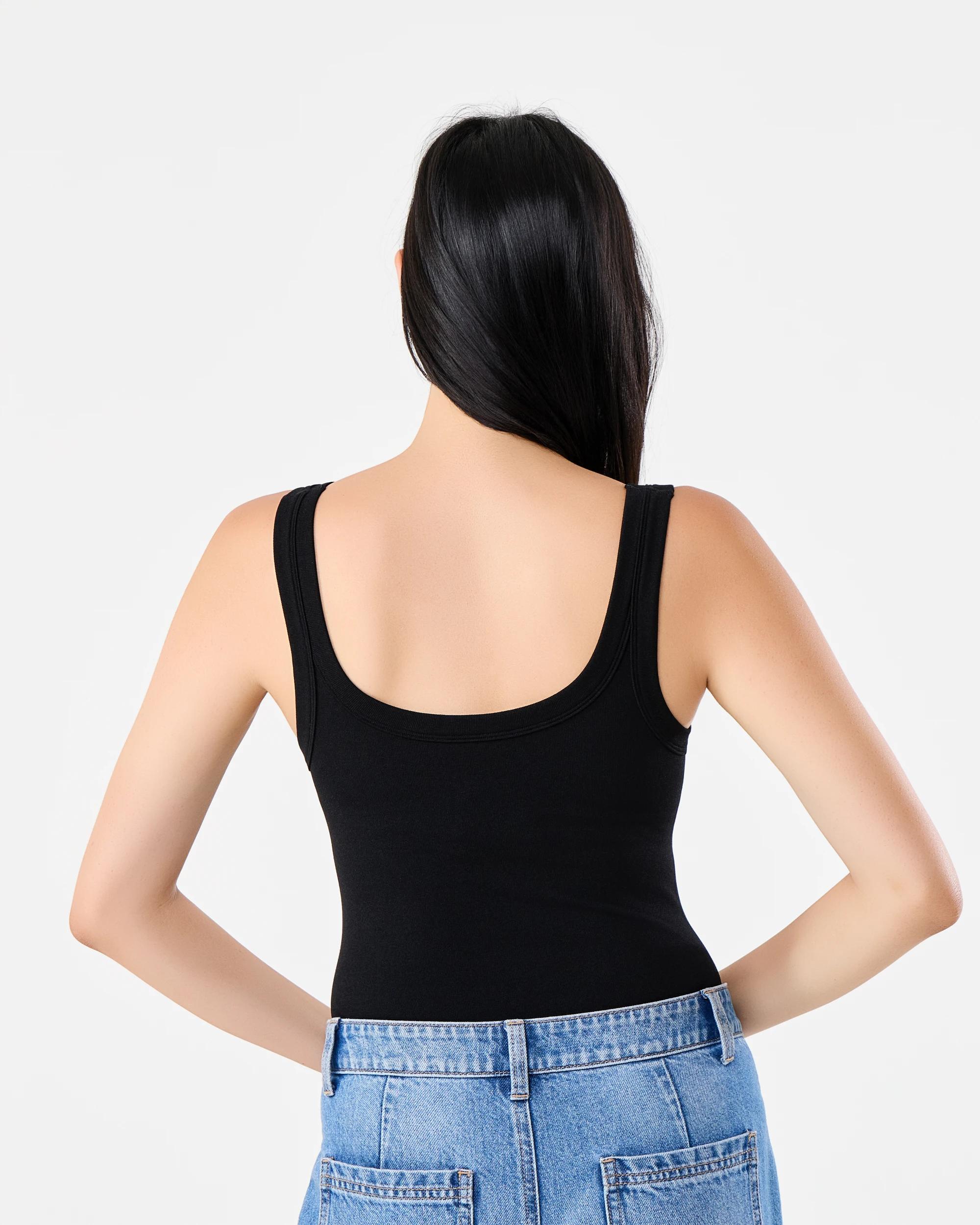 3 Sleeveless Soft Rib Bodysuit Black, 3 of 6