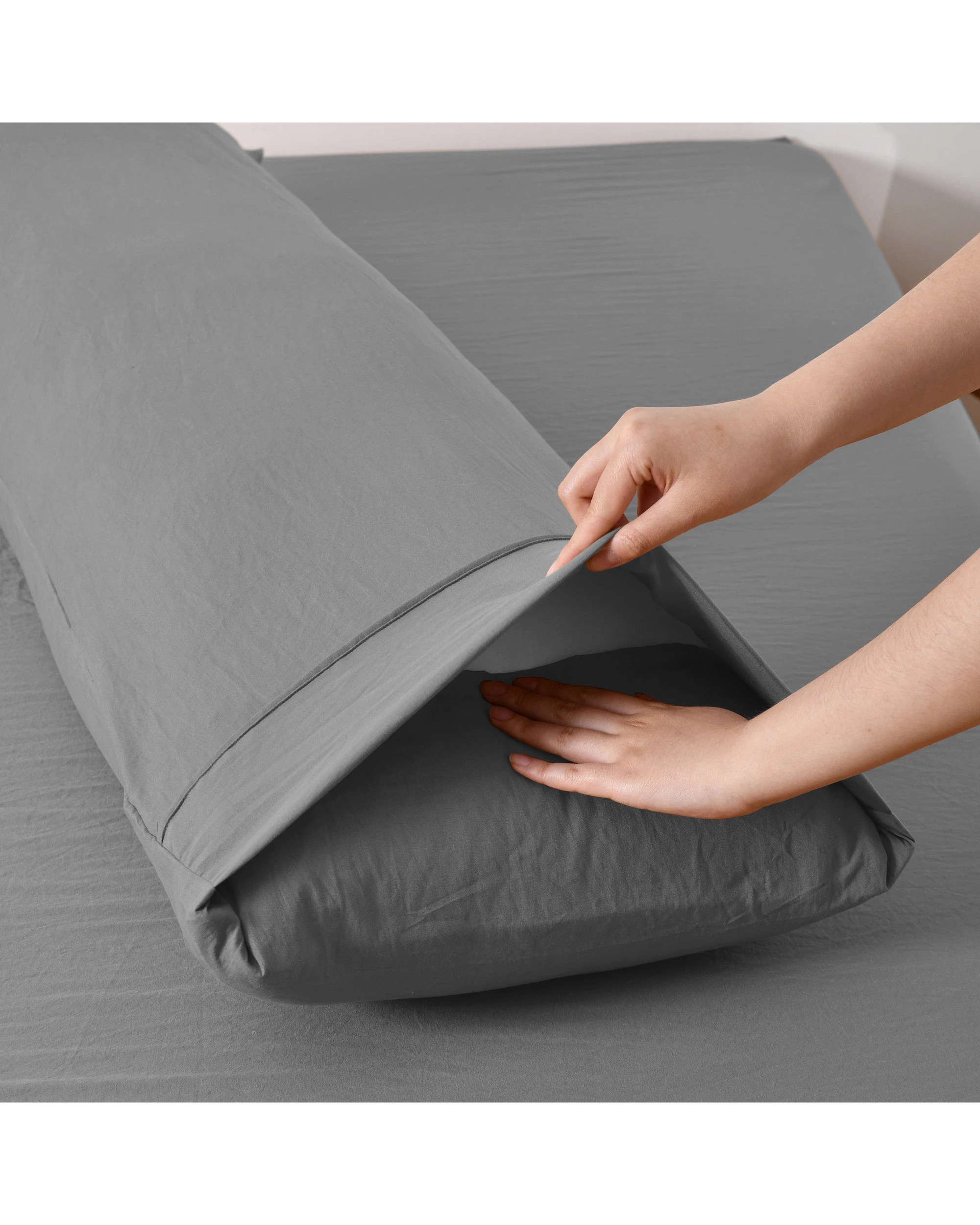 5 Dreamaker Superfine Washed Microfibre Body Pillowcase Twin Pack - Charcoal, 5 of 5