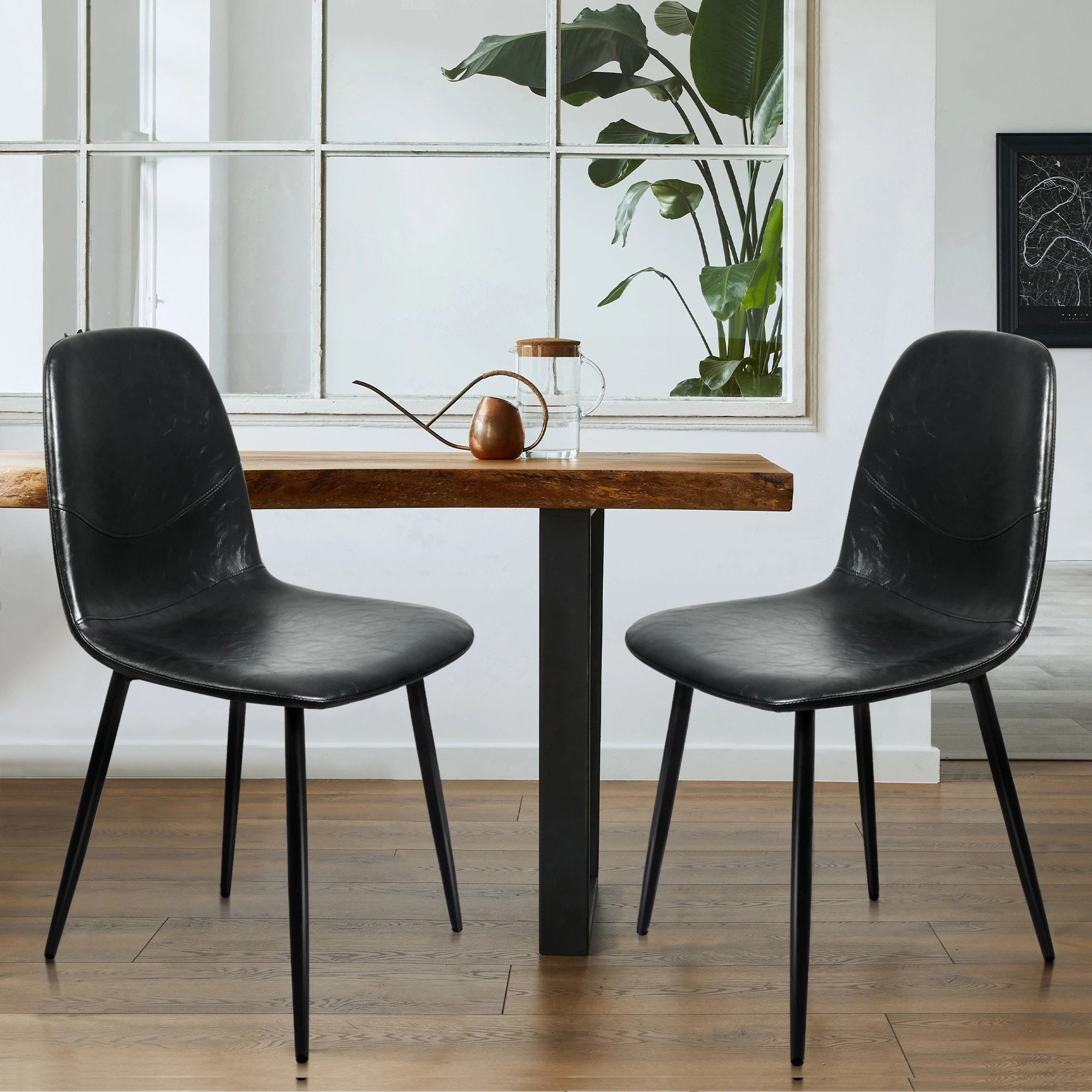 7 Levede 2x Dining Chairs PU Leather - Black, 7 of 9