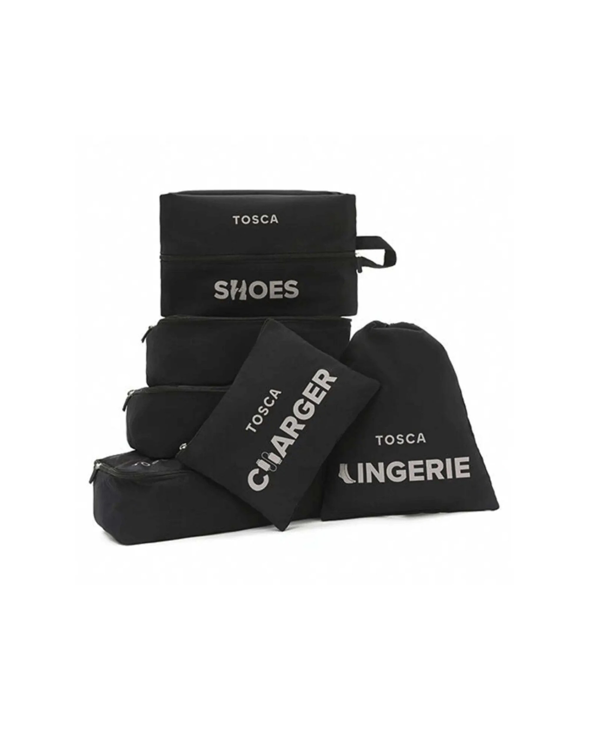 1 Tosca 6pc Packing Organiser Lightweight Travel Cubes Efficient Packing - Black, 1 of 3