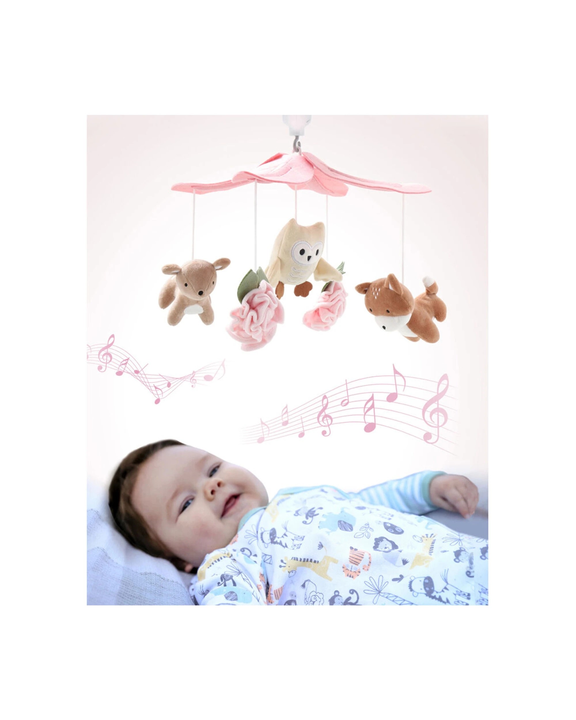 1 The Peanutshell Baby Musical Crib Mobile Little Forest Girl Design 0y
 - Pink, 1 of 4