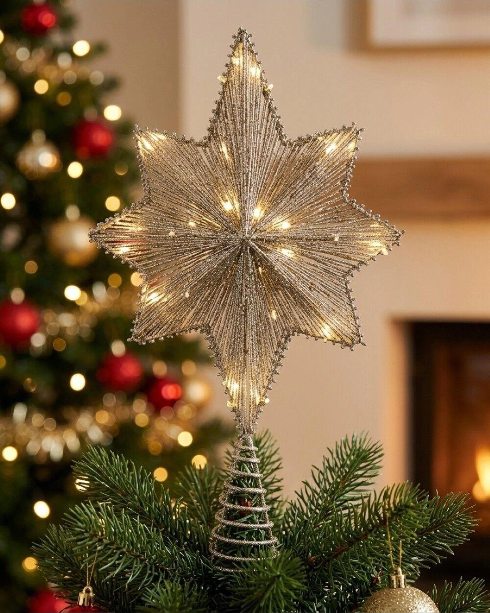 Christmas Warehouse Large Warm White LED Champagne Star Of Bethlehem ...