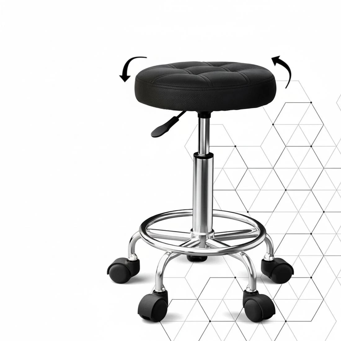 2 Artiss Salon Stool Round Swivel - Black, 2 of 2